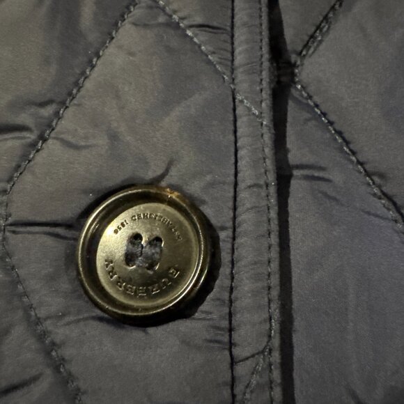 Men’s Burberry Jacket Medium Blue Quilted Nova Check Coat Elbow Patches - Picture 6 of 14